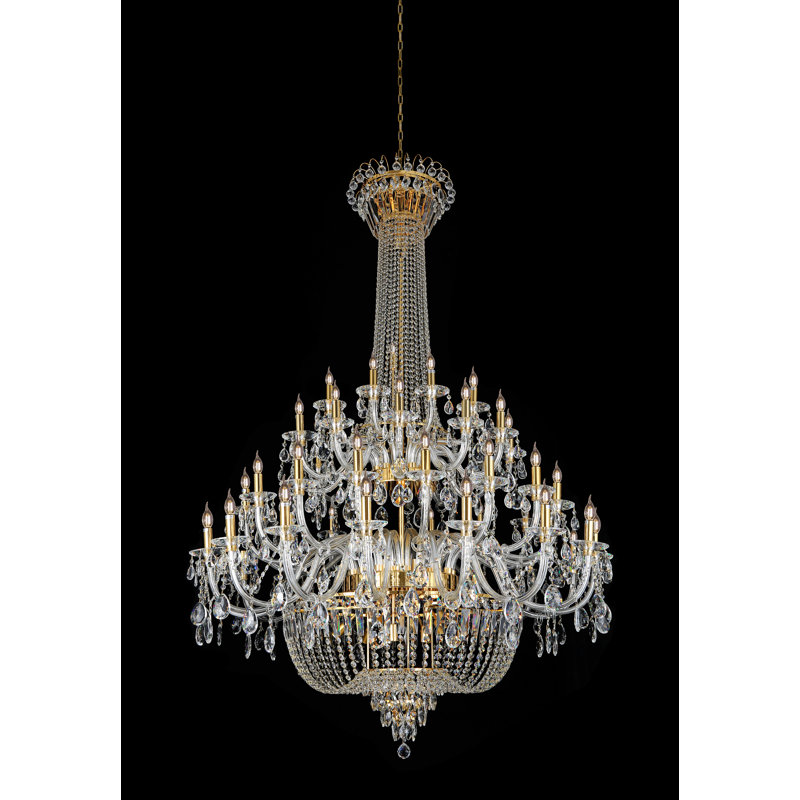 Lustre en cristal classique 64 lumières, Or