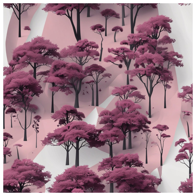 Couvre-lit matelassé Pink Forest Landscape, Double