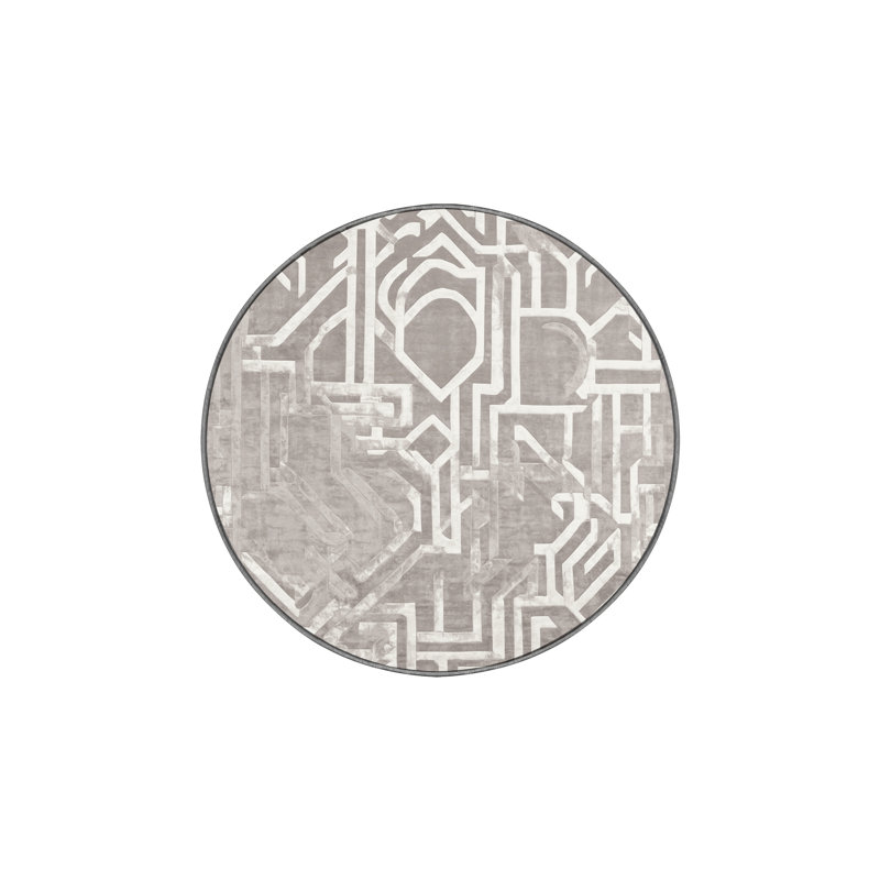 Machine Washable Gray Area Rug, Round 5'