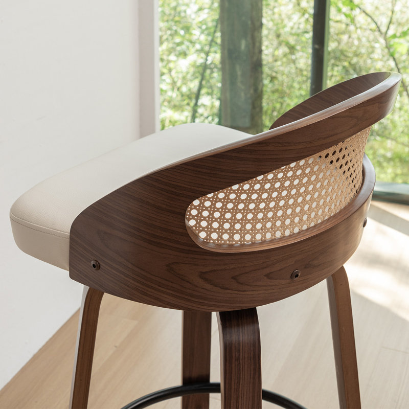 Tabouret de bar et de comptoir pivotant en simili cuir Leeana (ensemble de 2), Beige