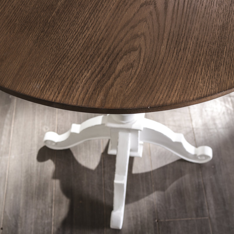 Table de bout madison, Blanc antique, Brun