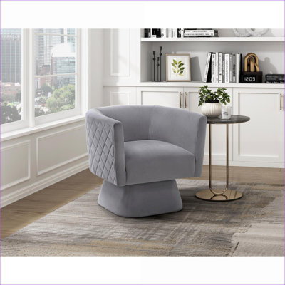 Chaise pivotante en velours de bois massif et contreplaqué gris