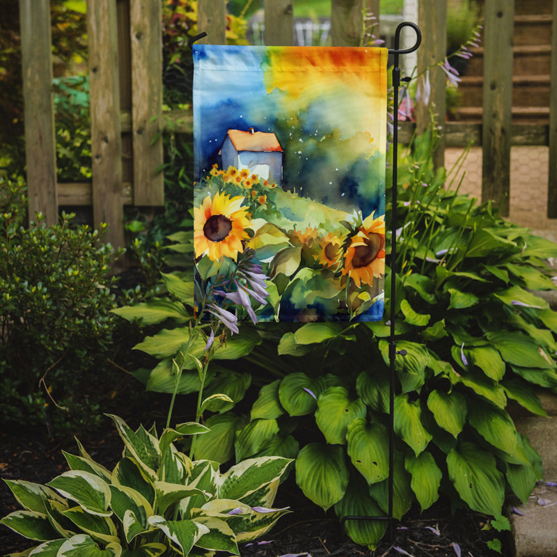 Tournesols dans un drapeau de jardin aquarelle