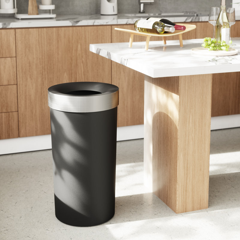 Black Nickel 16.5 Gallon Touchless Plastic Cylinder Trash Can