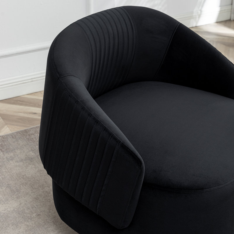 Fauteuil demi-tonneau pivotant Carratelli, Velours noir