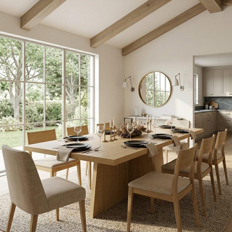 86.6'' Modern Solid Wood Dining Table With Cross Base for 8 People