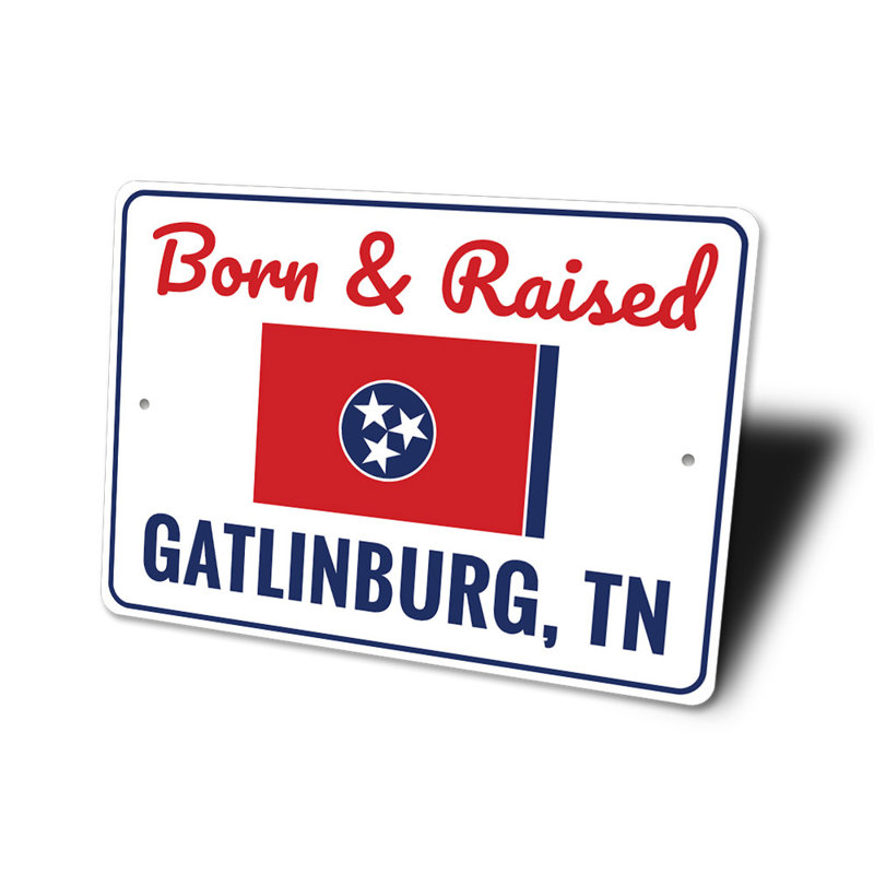 Born And Raised Tennessee Sign, 10" H x 14" W x 0.04" D