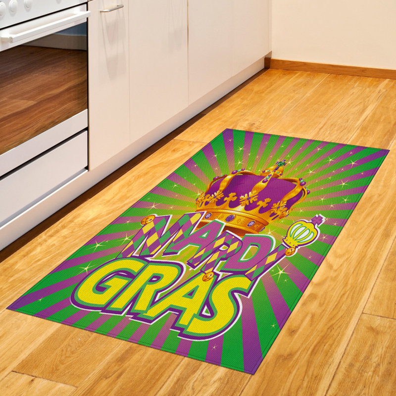 Mardi Gras High Density Long Fiber Poly Threads Decorative Area Rug Carpet, Rectangle 2'7" x 5'