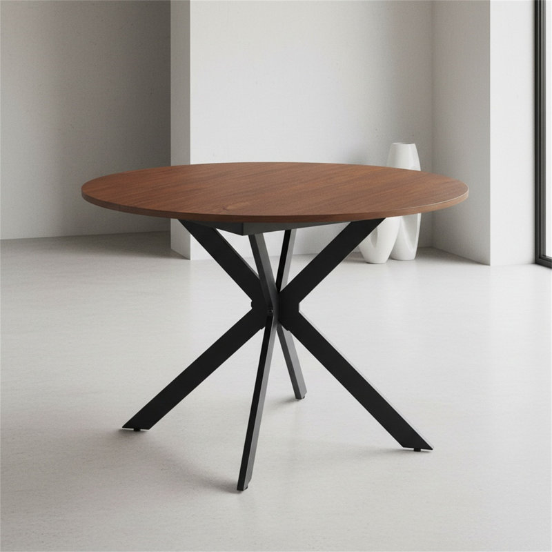 Round Dining Table With Extendable And Durable Metal Legs