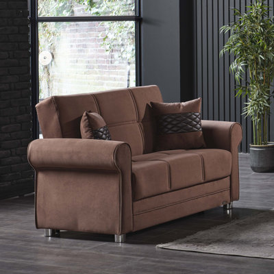 Causeuse convertible avec rangement Primenest Liora, brun rougeâtre