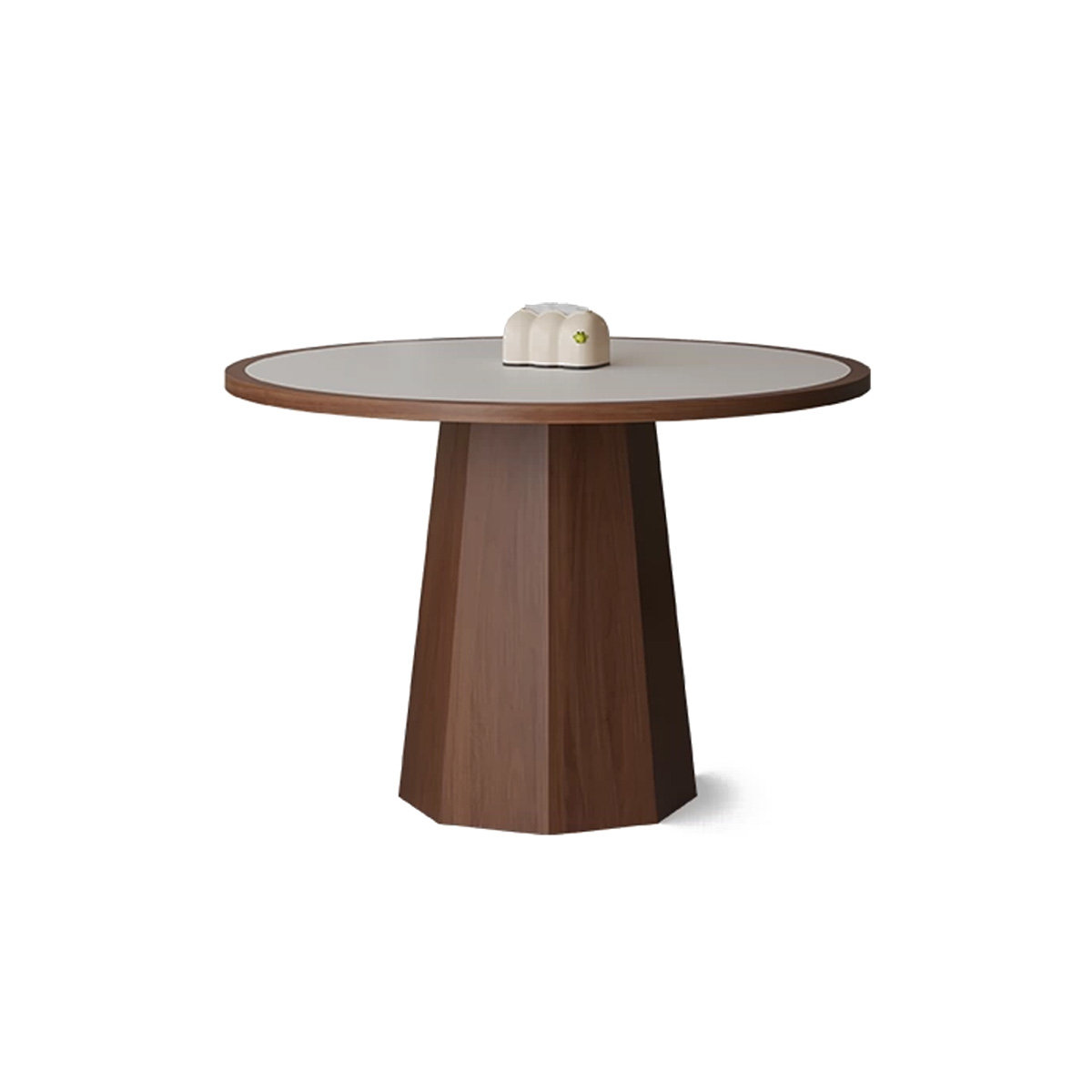 Corrigan Studio White&Walnut Round Sintered Stone Dining table ...