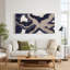 Art mural sur toile avec lignes topographiques bleu marine et beige-1396778098