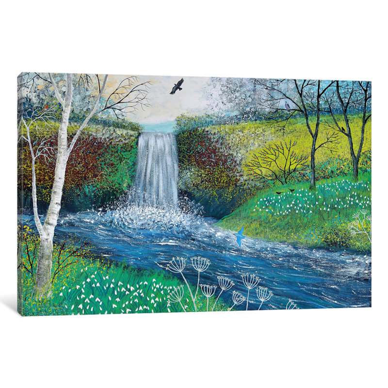 «Snowdrop Falls» par Jo Grundy - reproduction d'art sur toile tendue, H 12 po x l 18 po x P 1,5 po