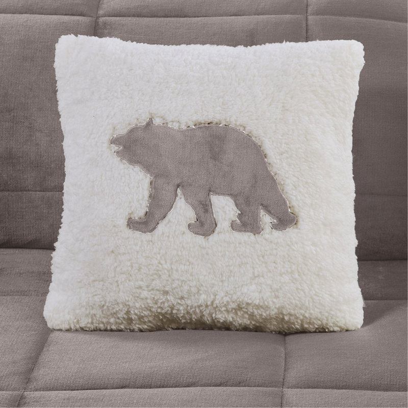 Ensemble d'édredon en duvet synthétique double / grand moelleux à Sherpa, Ivoire / Gris