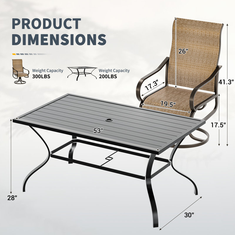 Ensemble repas pour patio 4 personnes Bhairavi, Marron clair