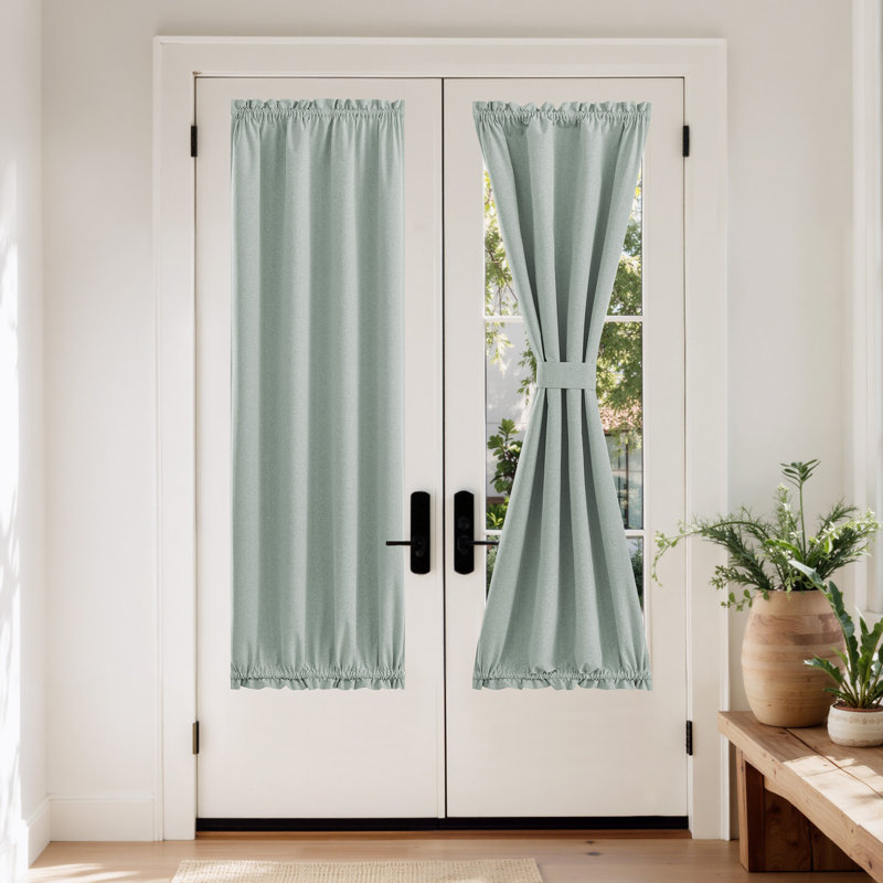  100% Blackout Curtain for Door Window, Privacy Room Darkening Shade Thermal Insulated French Door Curtain with Tie Back, Elegant Home Decoration, 1 Panel