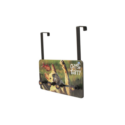 Steel Over-the-Door 4 - FantasHome Over The Door Rack with 4 Adjustable Hooks - Cat Pattern