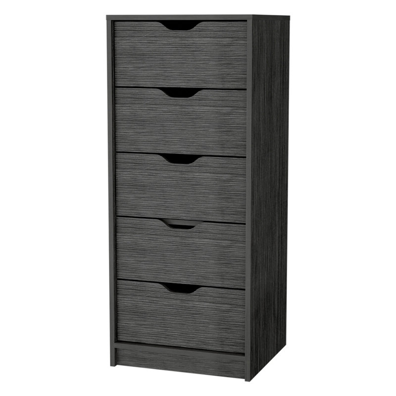 Commode 5 tiroirs étroits, Noir