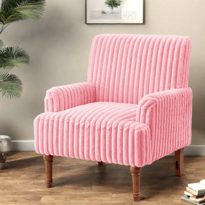 Chaises d'appoint confortables, chaise rose moderne en velours côtelé pour la maison