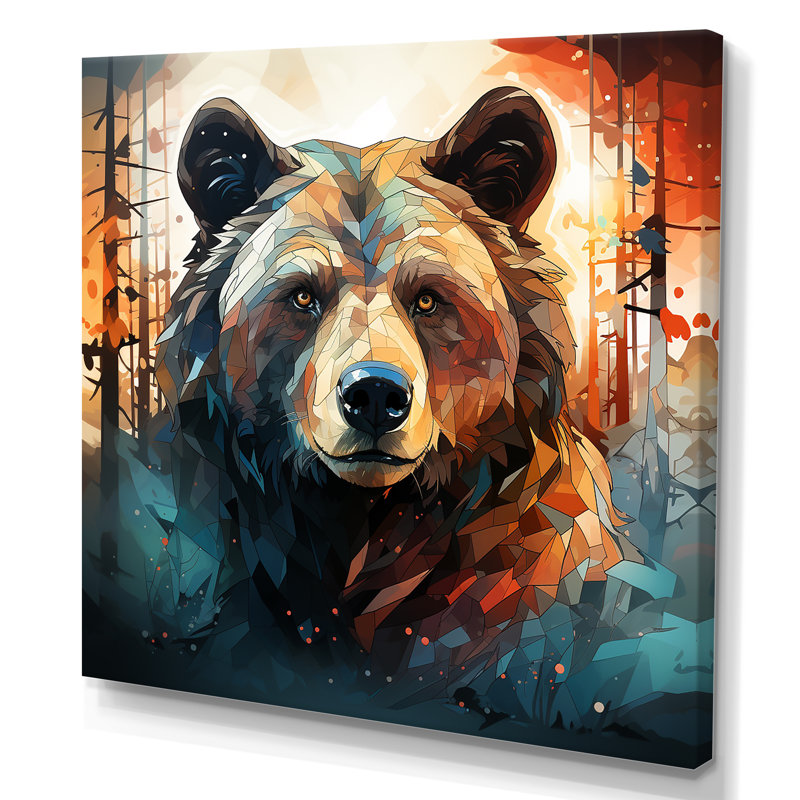 «Brown Bear Forest Portrait I - Bear 2», art mural, Toile tendue, H 36 po x l 36 po x P 1,5 po