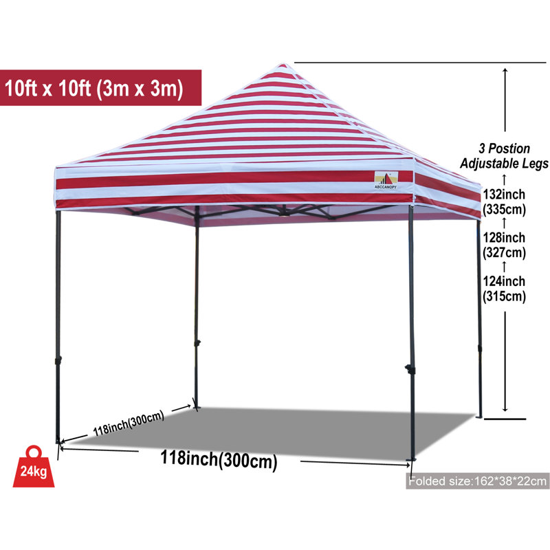 Commercial 10 Ft. W x 10 Ft. D Metal Pop-Up Canopy The Pop Up Canopies, Red White Stripes