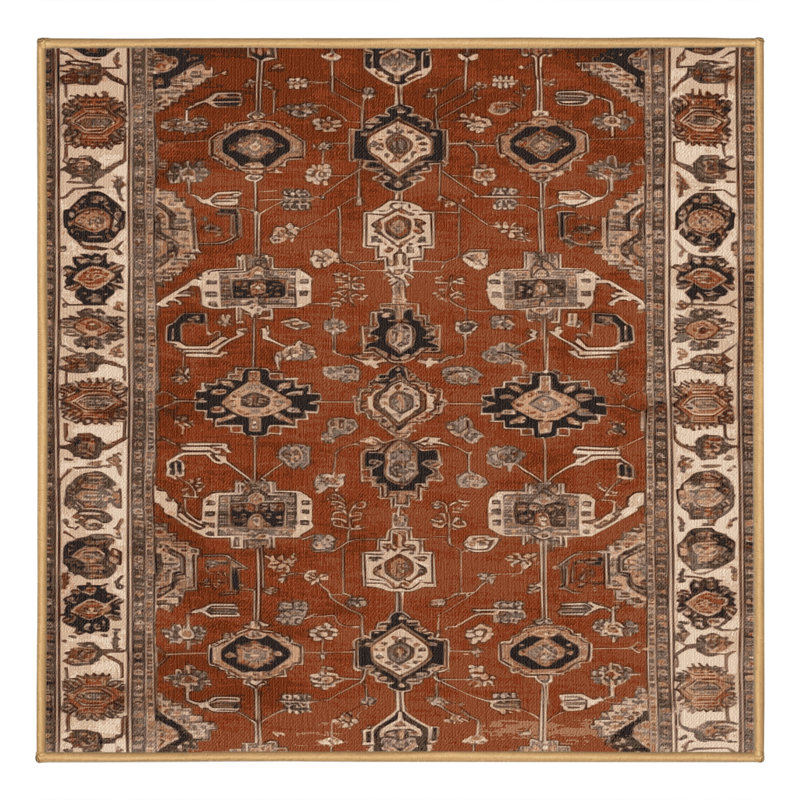 Machine Washable Persian Brown Area Rug, Square 6'