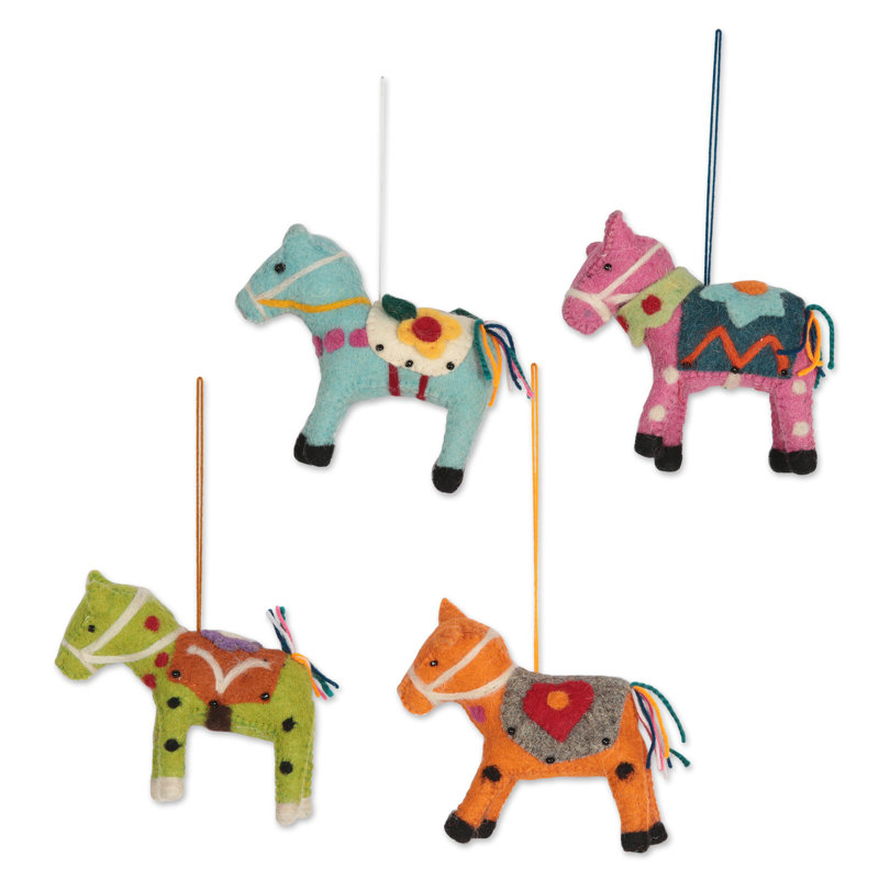 4.5'' Handmade Wool Animals Hanging Figurine Ornament