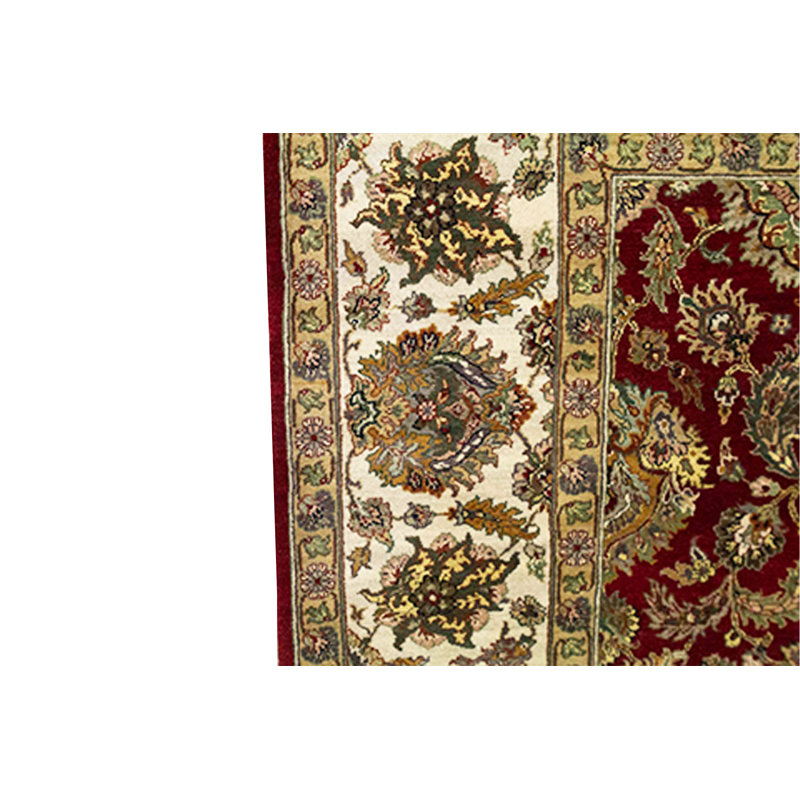 Tapis rouge et crème noué à la main de haute qualité