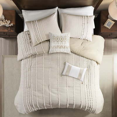 Full/Queen Comforter - Cotton Dyed Taupe, , , Wrinkle Soft Taupe And White, Overfilled, , Luxury
