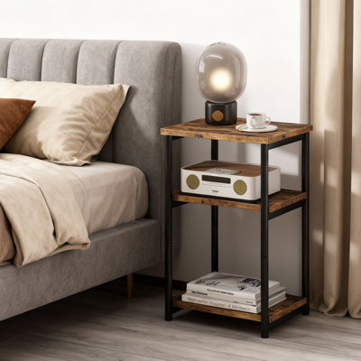 3-Tier Record Player Stand with Vinyl Storage | End Table for Turntable Display, Living Room & Music Room Organiser