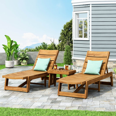 Reclining Chaise Lounge with Table by Millwood Pines