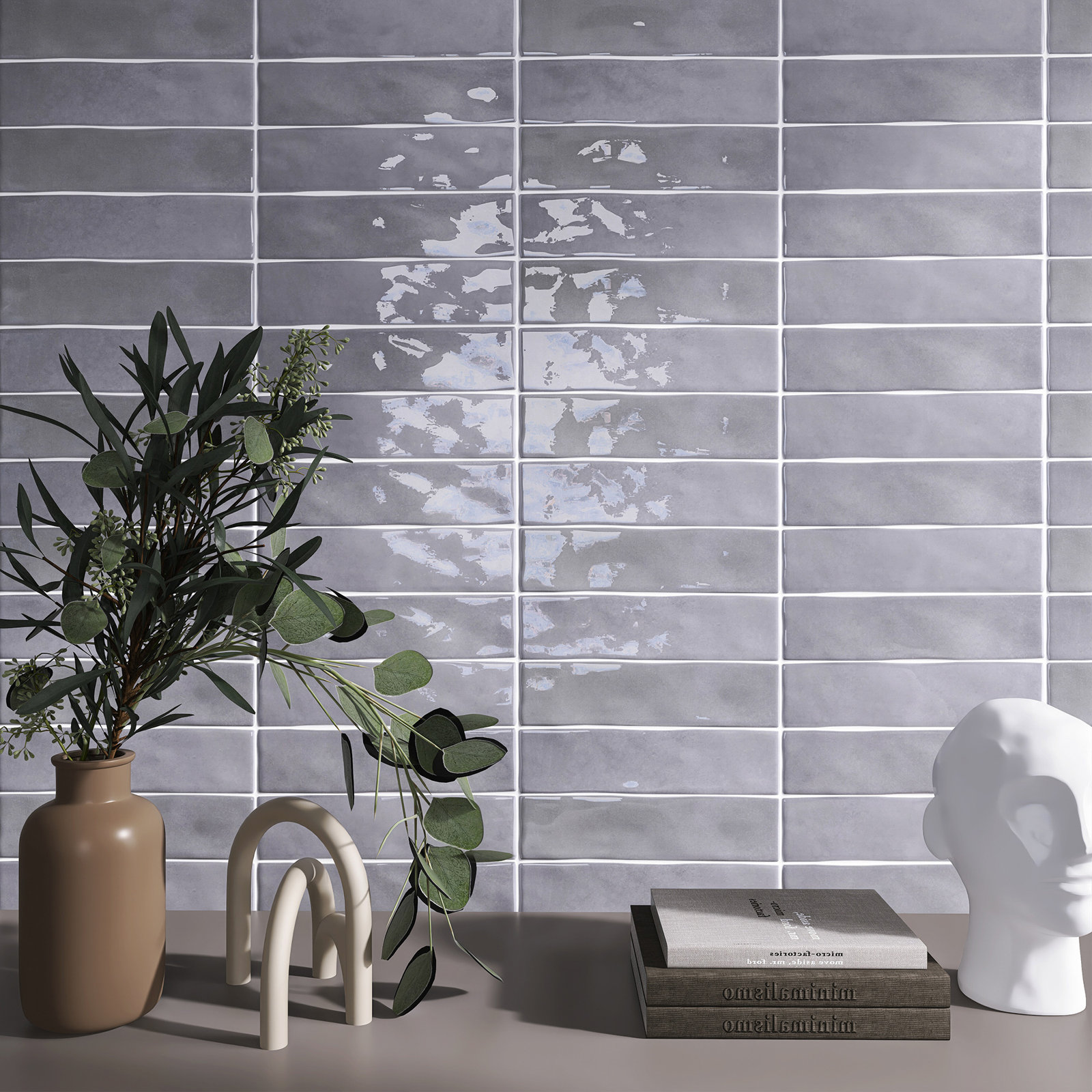 Kezma 3 in. x 12 in. Ceramic Subway Wall Tile, Gris Gray