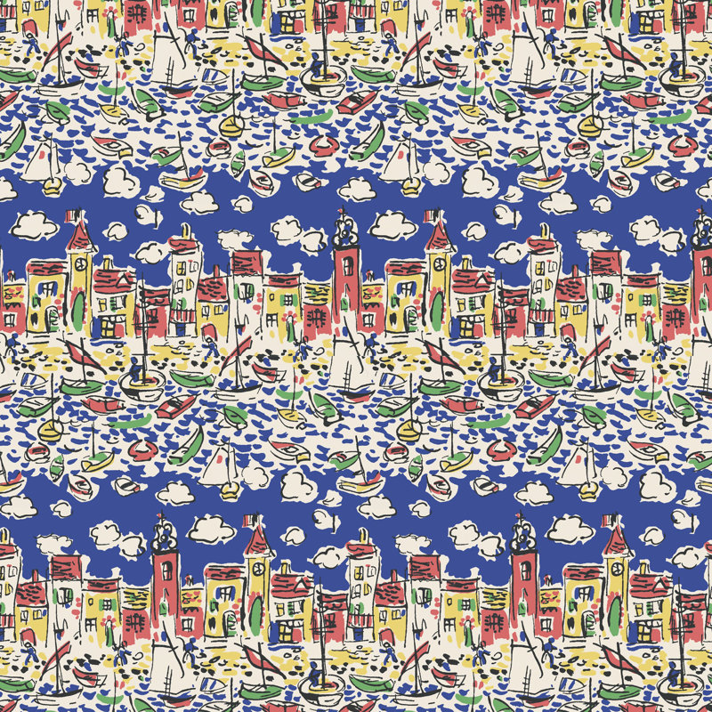 Rouleau de papier peint lisse L 26,25 pi x l 27,56 po St.Tropez, Bleu foncé