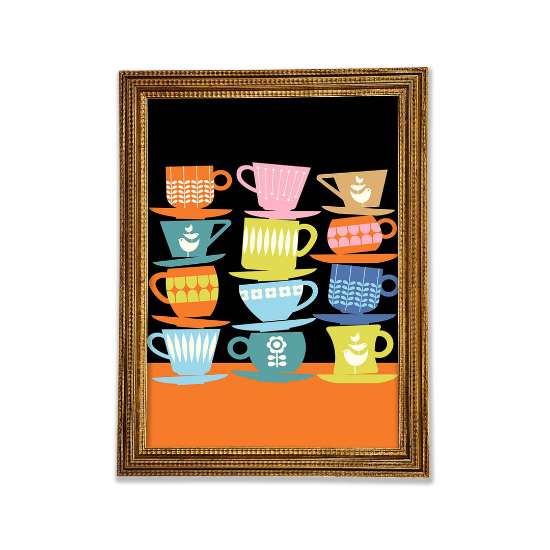 Wandbild Retro Tea Cups