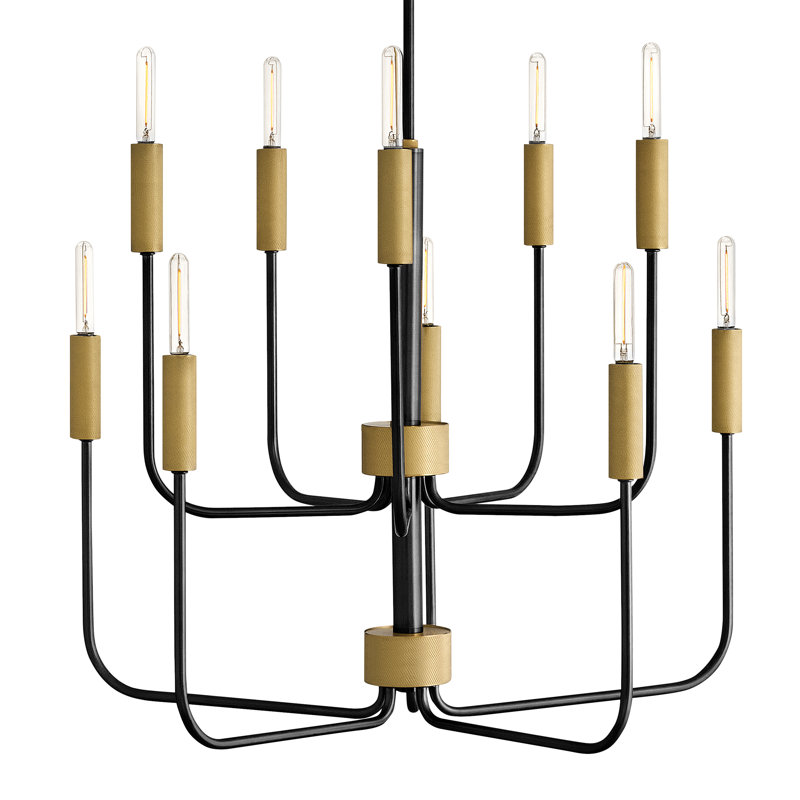 Lustre multi-niveaux 10 lumières Austen, Noir, noir, noir, noir
