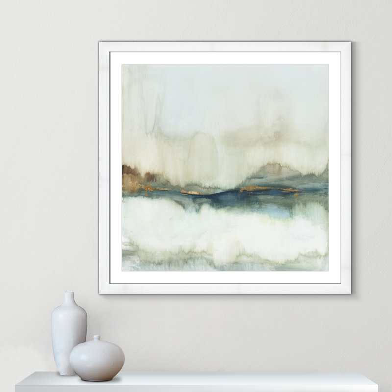 «Land Reflection», reproduction de la collection Square par Allison Pearce, Cadre blanc, H 37,5 po x l 37,5 po