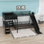 Lit superposé triple en L avec glissade, bureau et rangement en L-1291128308