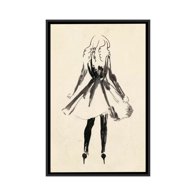«Fashion Glimpse I», reproduction d'art sur toile tendue, H 26 po x l 18 po x P 1,5 po, Toile avec cadre noir, Pas de tapis