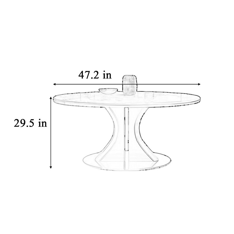 Table de salle à manger ronde, moderne et luxueuse, H 29,5 po x L 47,2 po x l 47,2 po