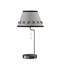 Lampe de table en argent brossé avec base de recharge sans fil et port USB - Abat-jour en lin blanc avec couture en cuir noir