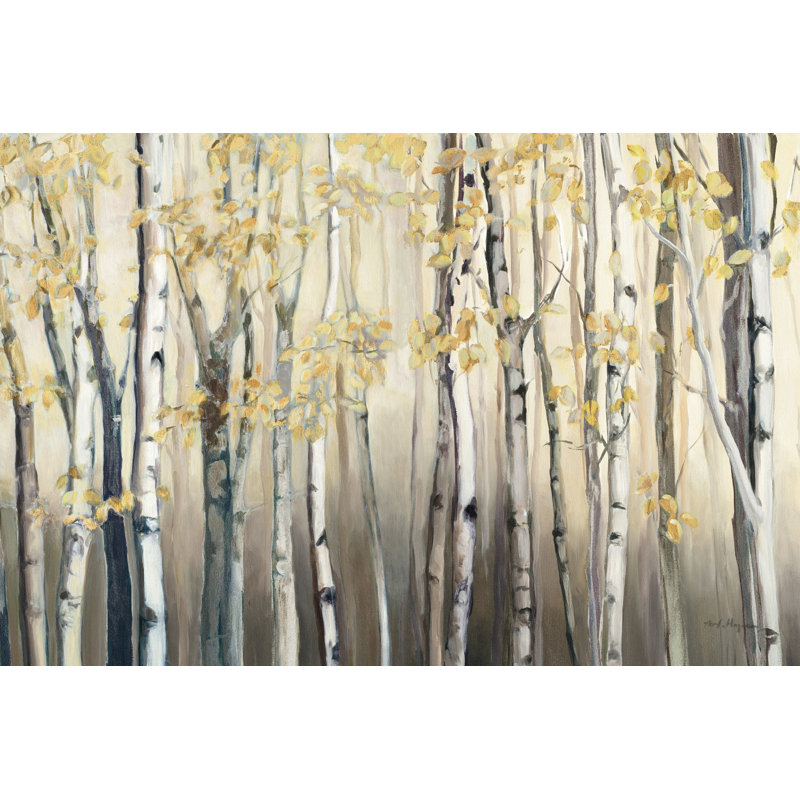 Golden Birch III Crop by Marilyn Hageman - Wrapped Canvas Painting, 81cm H x 122cm W