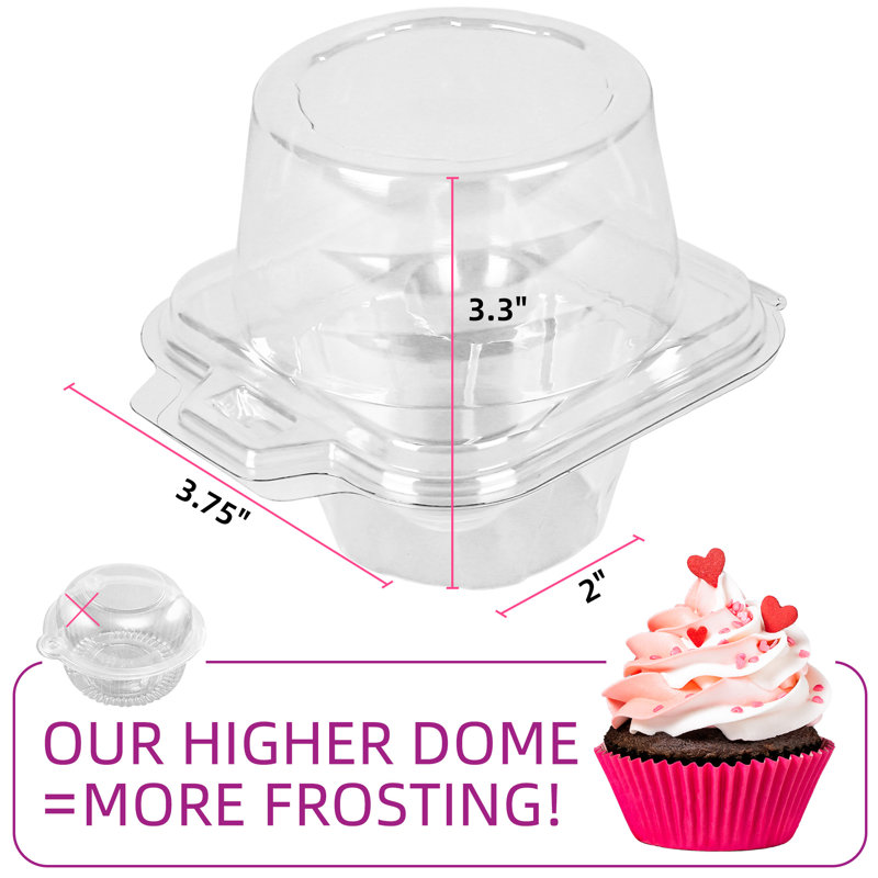  100 Pcs Individual Cupcake Containers, Plastic Clear Cupcake Holder With Lid, Cupcake Boxes