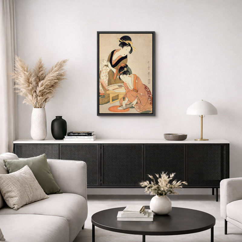 Geisha, préparation de thé, œuvre d'art Ukiyo-e, élégantes photos de personnages japonais, impression sur toile encadrée
