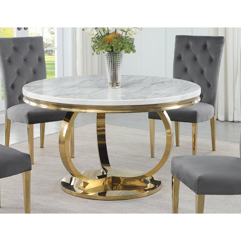 Table de salle à manger Koio, H 30 po x L 43,5 po x l 43,5 po, Doré