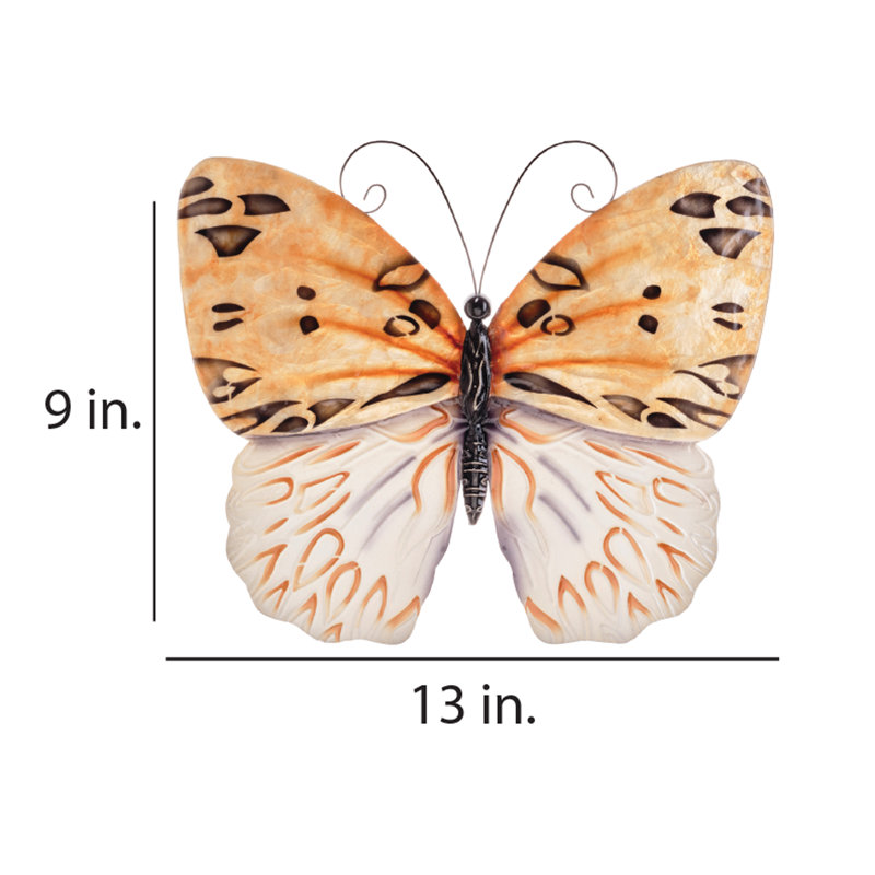Hand-Painted Honey and White Capiz Butterfly Wall Decor