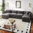 Modern Chenille Loveseat Sofa Couch With Ottoman-1360277065-1360277066