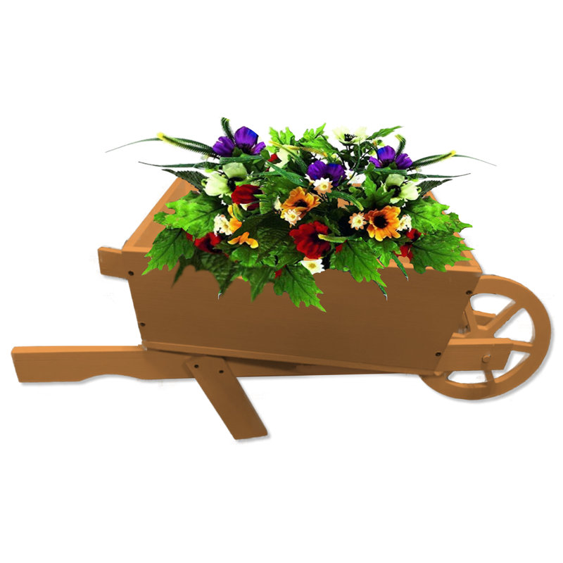 Pickens Wood Wheelbarrow Planter, Natural Wood