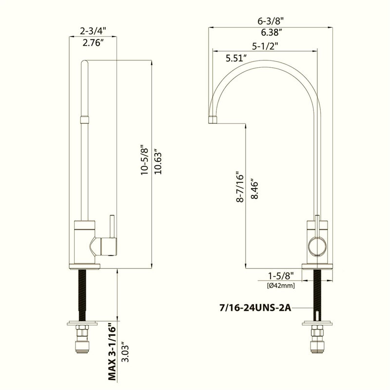 INLE Kitchen Faucet Side Spray, Brushed Gold