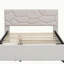Full Size Upholstered Platform Bed with Brick Pattern Headboard and Twin Size Trundle, Linen Fabric, Beige-2058573586
