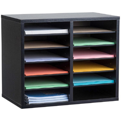 AdirOffice Manufactured Wood Compartment Organizer Literature Sorter